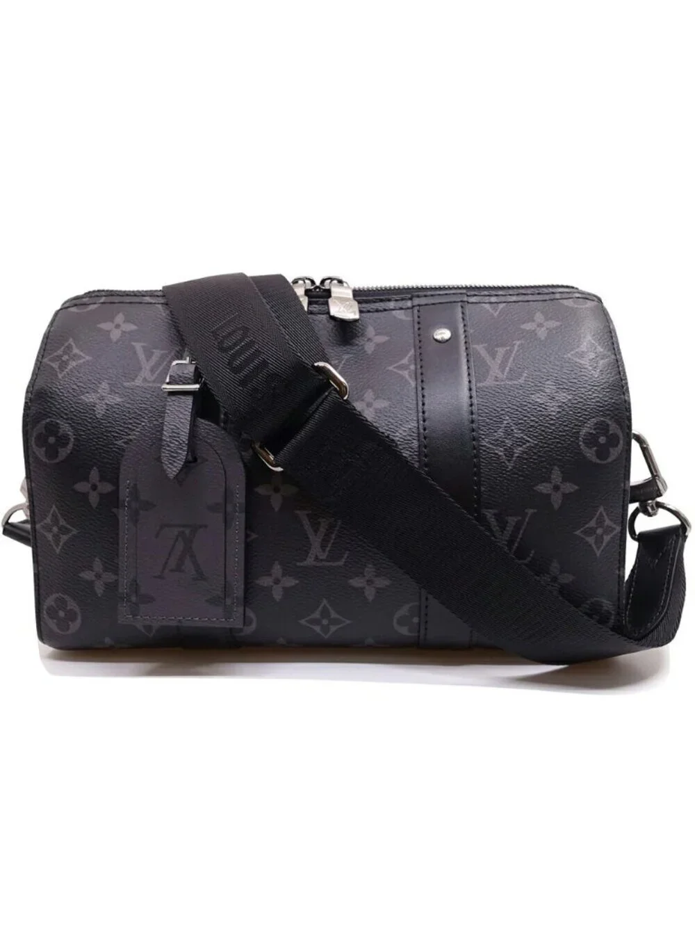 Louis Vuitton City Keepall Shoulder Bag Monogram Eclipse Reverse Black Silver